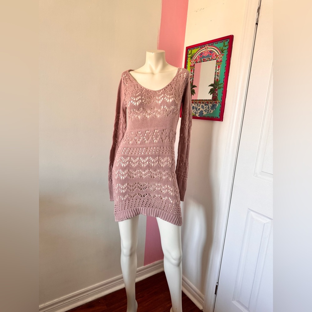 Pink Knit Swimsuit Cover Up